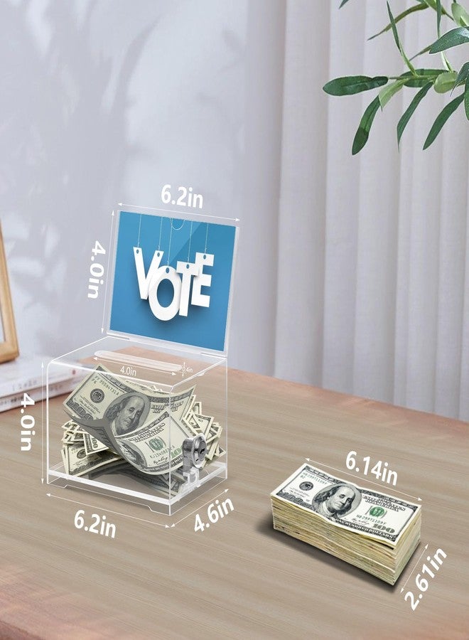 KYODOLED Clear Donation Box for Fundraising with Lock & Sign Holder, Multi-Use Voting and Raffle Box, Tip Jar, Secure Storage, Durable Plastic, 6.2'' x 4.6'' x 4.0'' - Image 2